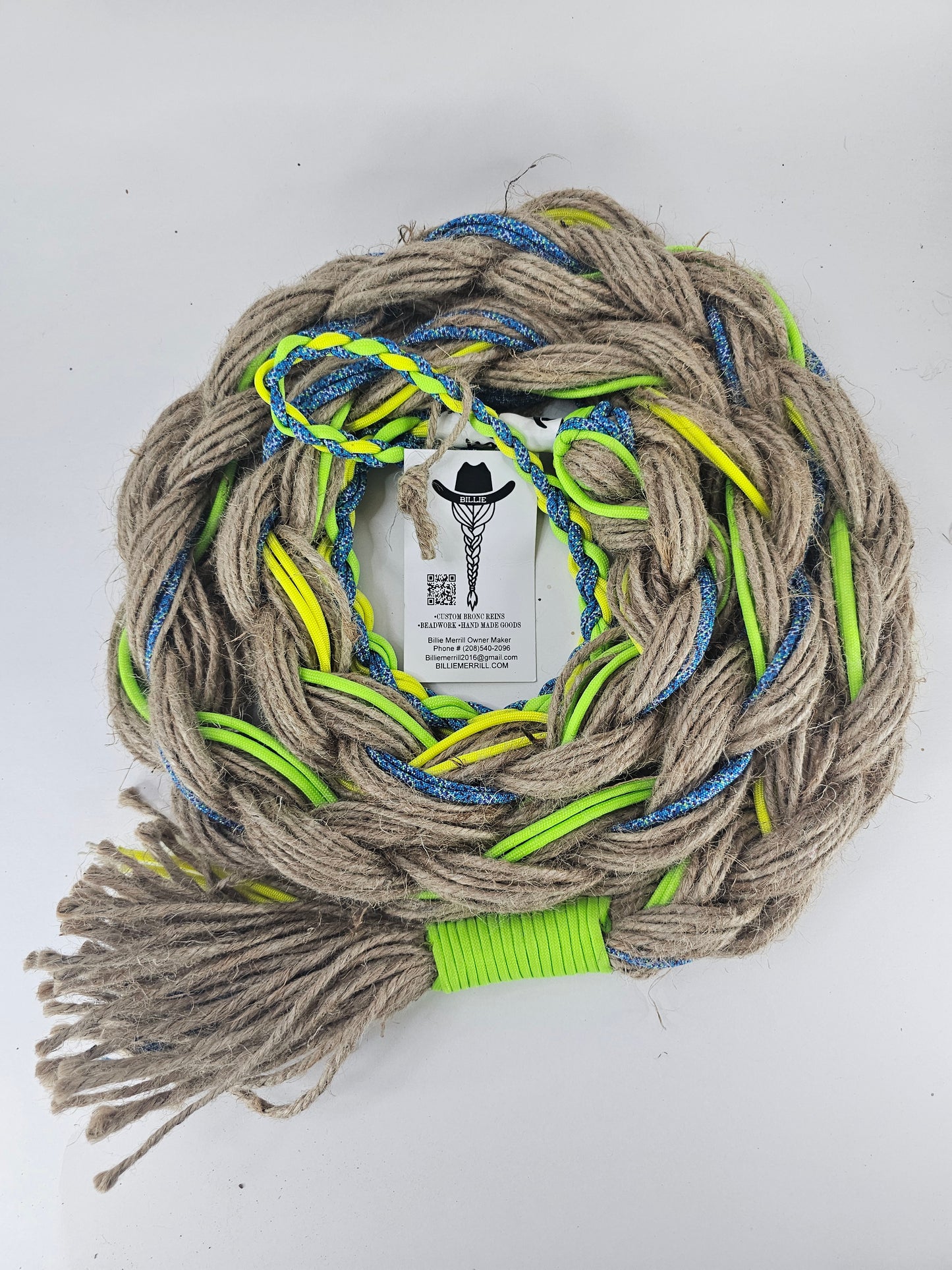 Green Gator - Custom Hand Made Bronc Rein / Hack Rein