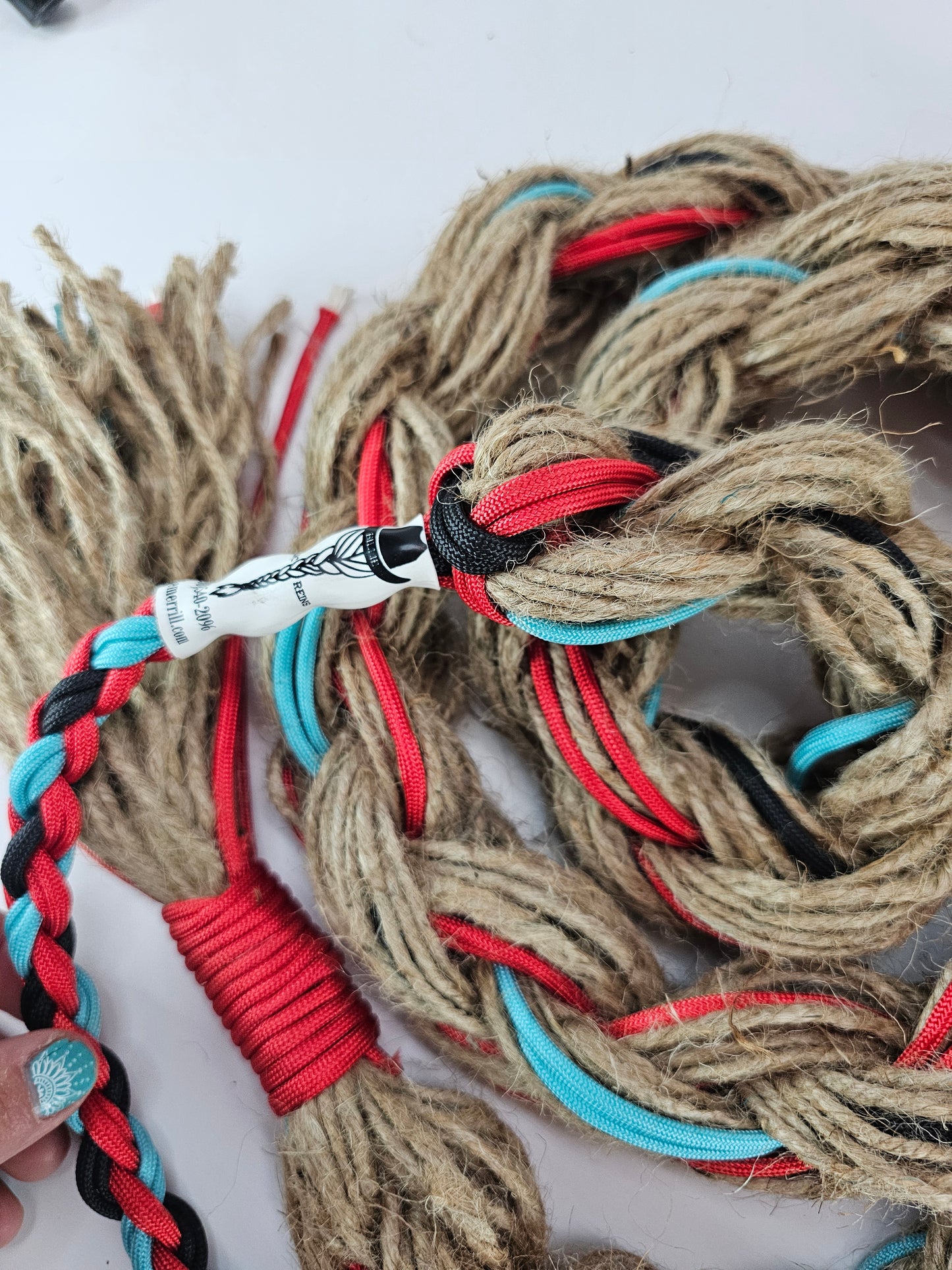 Turquoise Blaze  - Custom Hand Made Bronc Rein / Hack Rein