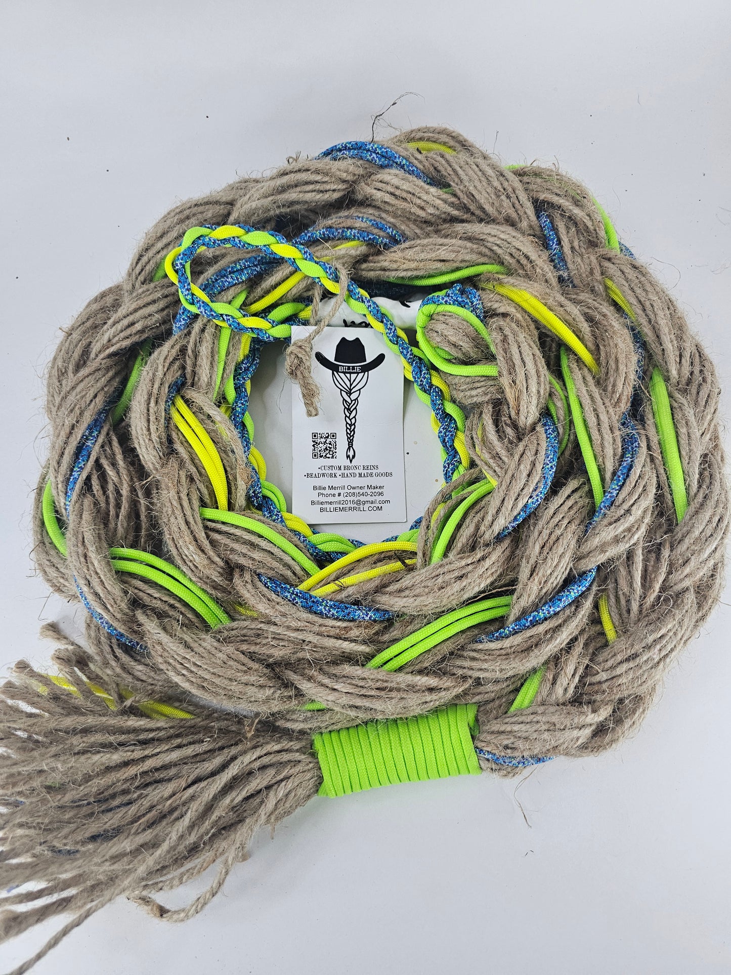 Green Gator - Custom Hand Made Bronc Rein / Hack Rein